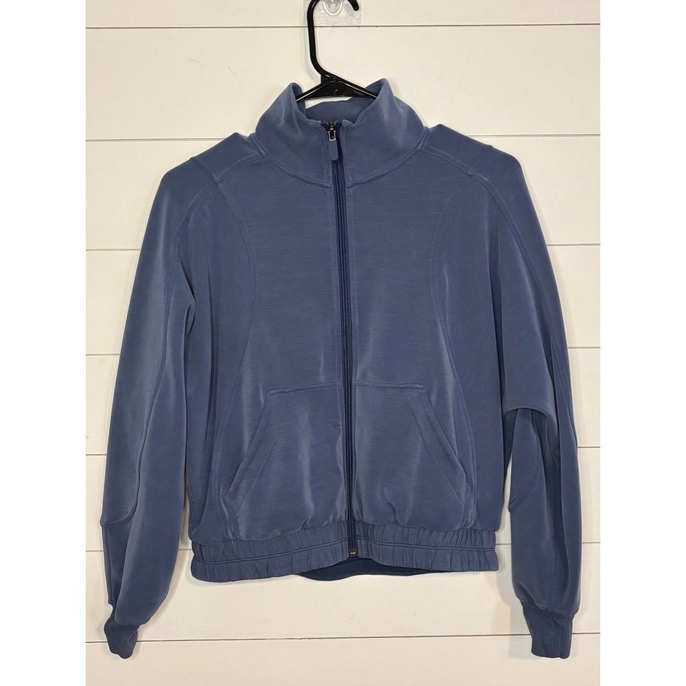 Lululemon Brushed Softstreme Funnel-Neck Full Zip Pitch Blue LW3FXYS EXCELLENT - Picture 4 of 11
